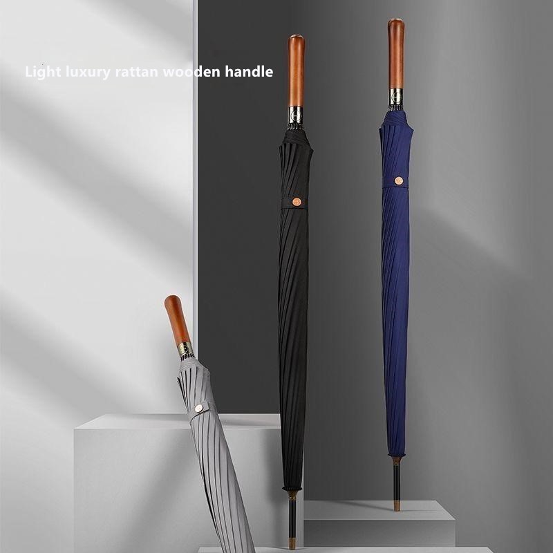 Golf Umbrella - Otomatik Ahşap Saplı Şemsiye 16 Telli